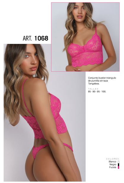 Conjunto Triangulo de Puntilla sin Taza con Colaless Regulable Art. 1068 Sexy Lali - 1068Fx.png