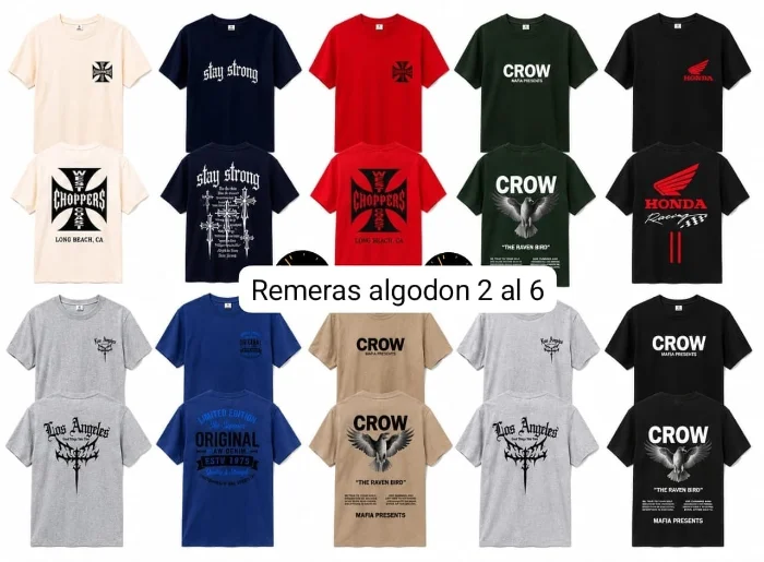 Remeras Hombre Algodon Doble Estampa