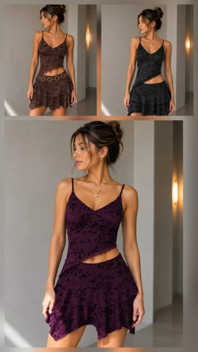 Conjunto Lucia de Short Pollera y Top