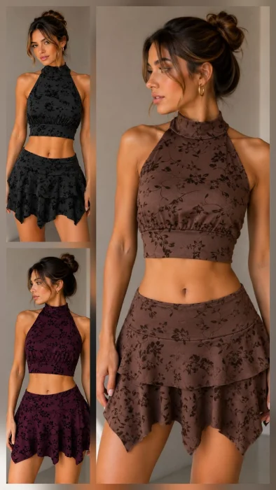 Conjunto Victoria de Short Pollera y Top