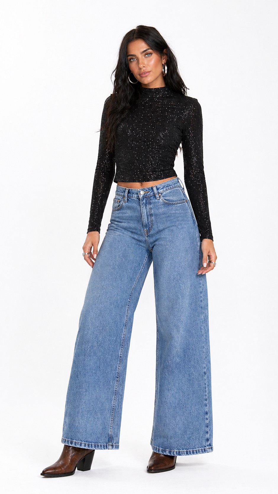 Jeans Wide Leg Dama Pantalón Denim Ancho Mujer Mayoristas Hotsale Moda Pinterest - Imagen 5