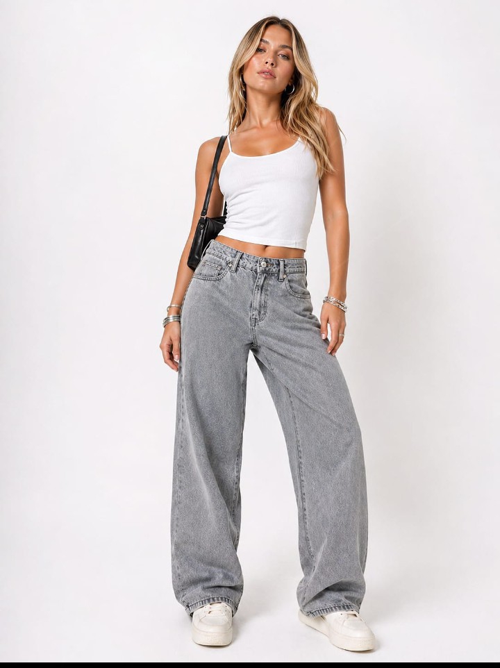 Jean Wide Leg Clásico Dama Pantalón Ancho Denim Mujer Moda Pinterest Mayoristas - Imagen 3