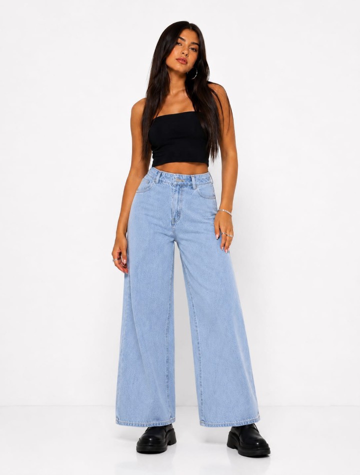 Jean Wide Leg Clásico Dama Pantalón Ancho Denim Mujer Moda Pinterest Mayoristas - Imagen 5