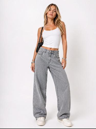 Jeans Wide Leg Clásico Dama Pantalón Ancho Denim Mujer Moda Hotsale Mayorista Fabrica