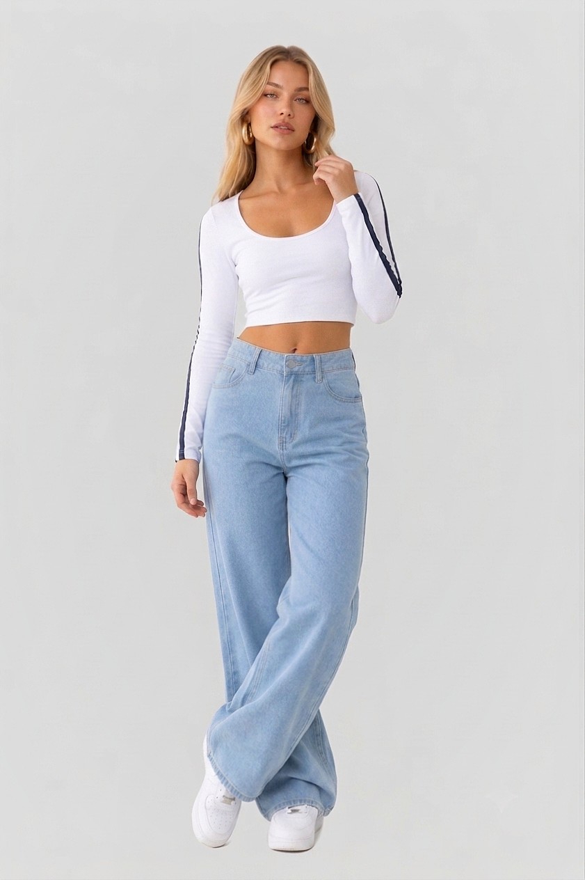 Jeans Wide Leg Clásico Dama Pantalón Ancho Denim Mujer Moda Hotsale Mayorista Fabrica - Imagen 3
