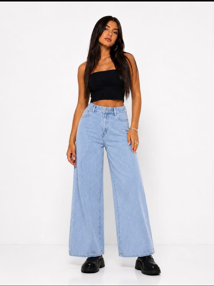 Jeans Wide Leg Clásico Dama Pantalón Ancho Denim Mujer Moda Hotsale Mayorista Fabrica - Imagen 4