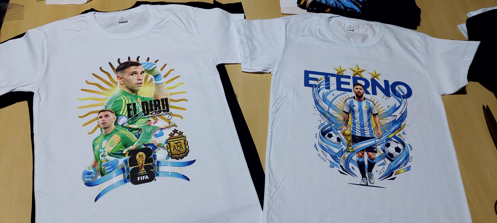 Remeras Algodon Peinado Estampado Argentina Día del Niño Messi - Imagen 2