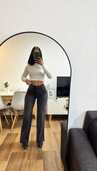 Wide Leg Liz Gris Localizado Elastizado