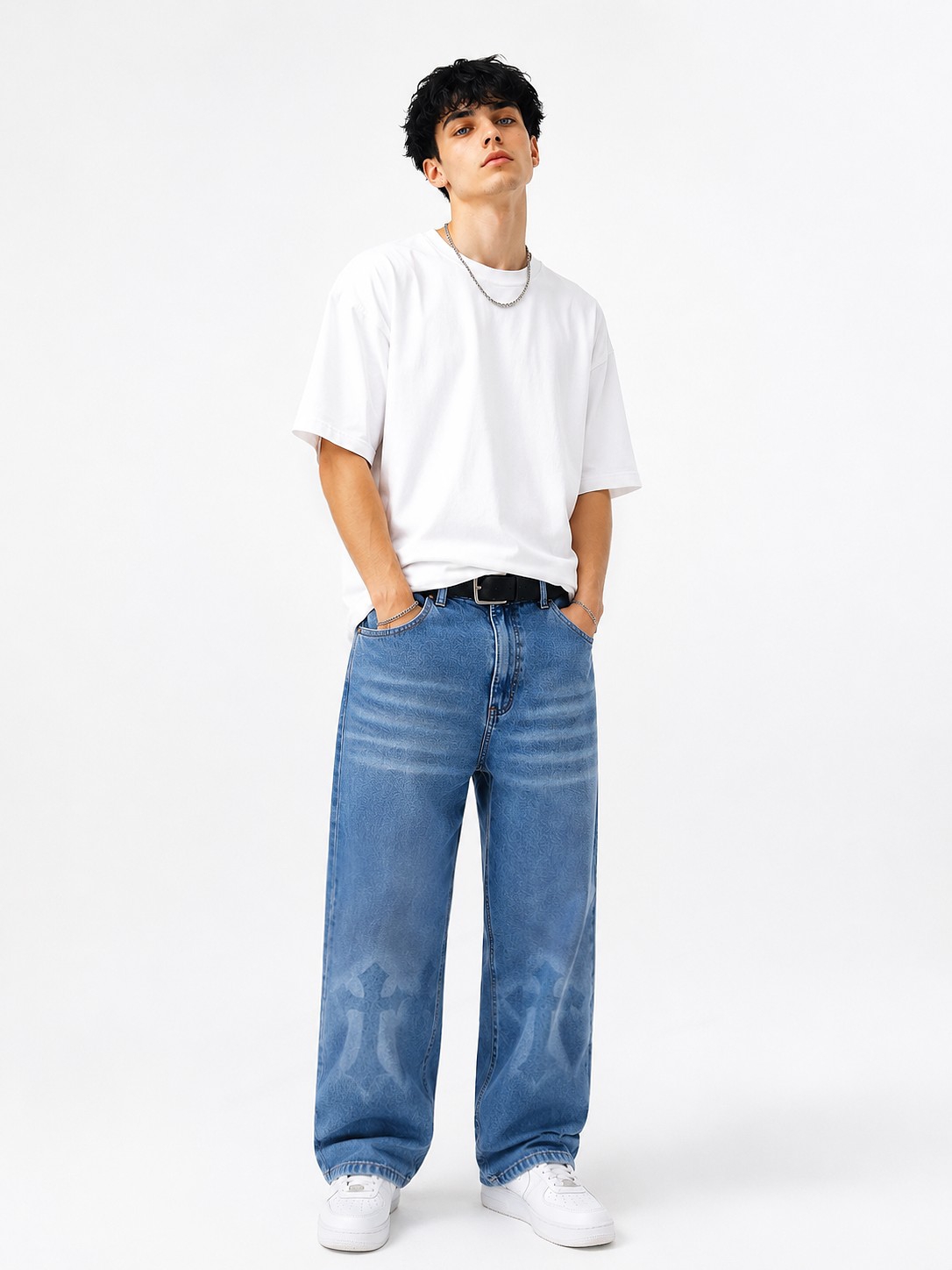 Jean Baggy Dragón Diseño Hombre Pantalon Denim Ancho 2000's Y2k Unisex Mayoristas - Imagen 8