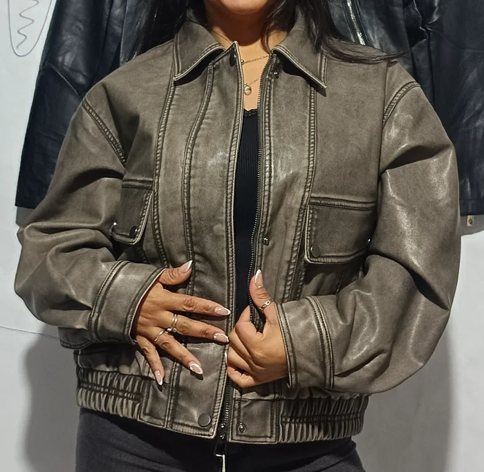 Campera Bomber Eco Cuero
