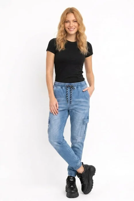 Jean Jogger Cargo Clásico Pantalón Denim Bolsillo Babucha Unisex Mayoristas Dama