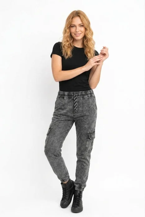 Jean Jogger Cargo C Puño Pantalón Denim Semi Chupin Unisex Hombre Dama Mayoristas