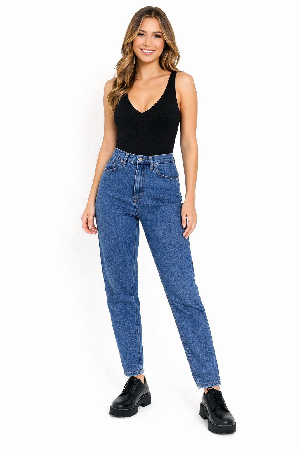 Jean Mom Clásico Dama Pantalón Ancho Semi Denim Mujer Moda Hotsale Mayoristas - Imagen 6