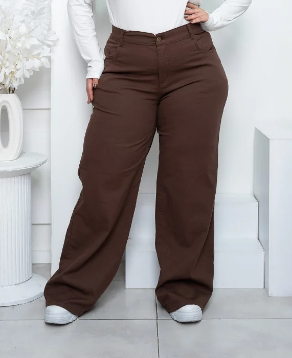 'art 598' 48 al 60 Wide Leg Elastizado Chocolate "t. Especiales"
