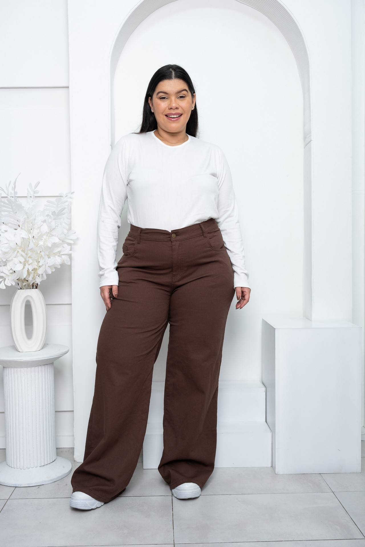 'art 598' 48 al 60 Wide Leg Elastizado Chocolate "t. Especiales" - Imagen 2