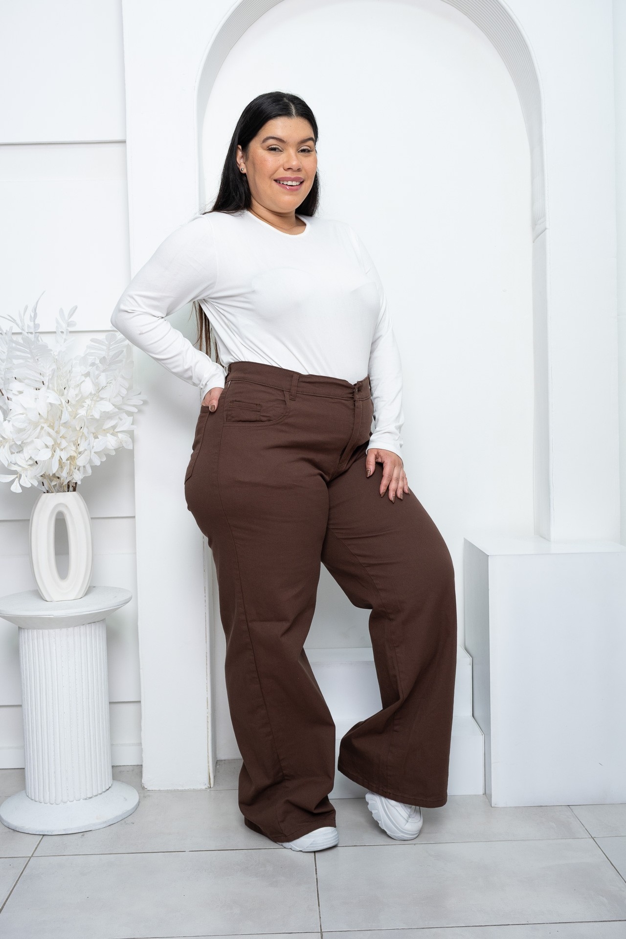 'art 598' 48 al 60 Wide Leg Elastizado Chocolate "t. Especiales" - Imagen 3
