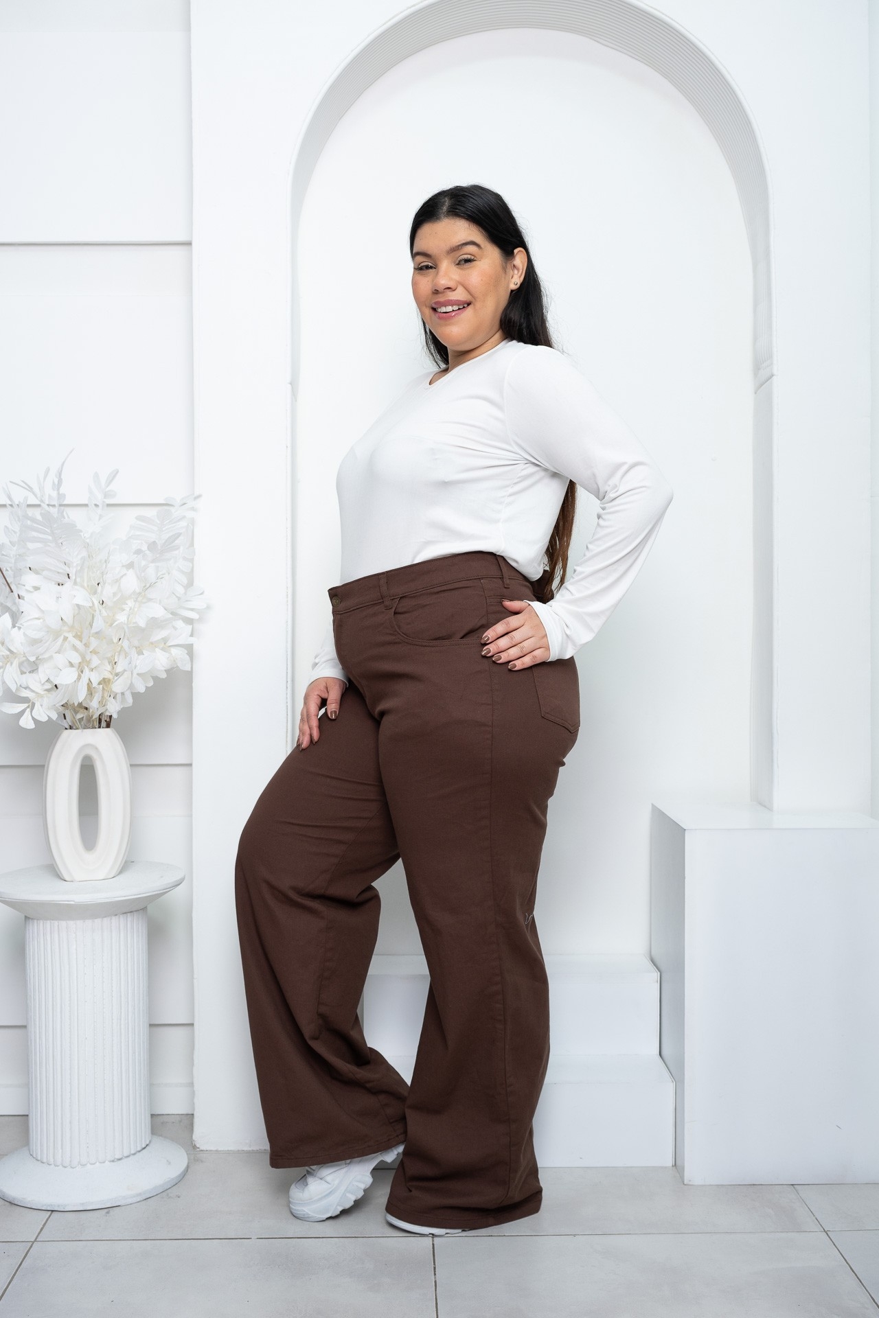 'art 598' 48 al 60 Wide Leg Elastizado Chocolate "t. Especiales" - Imagen 4
