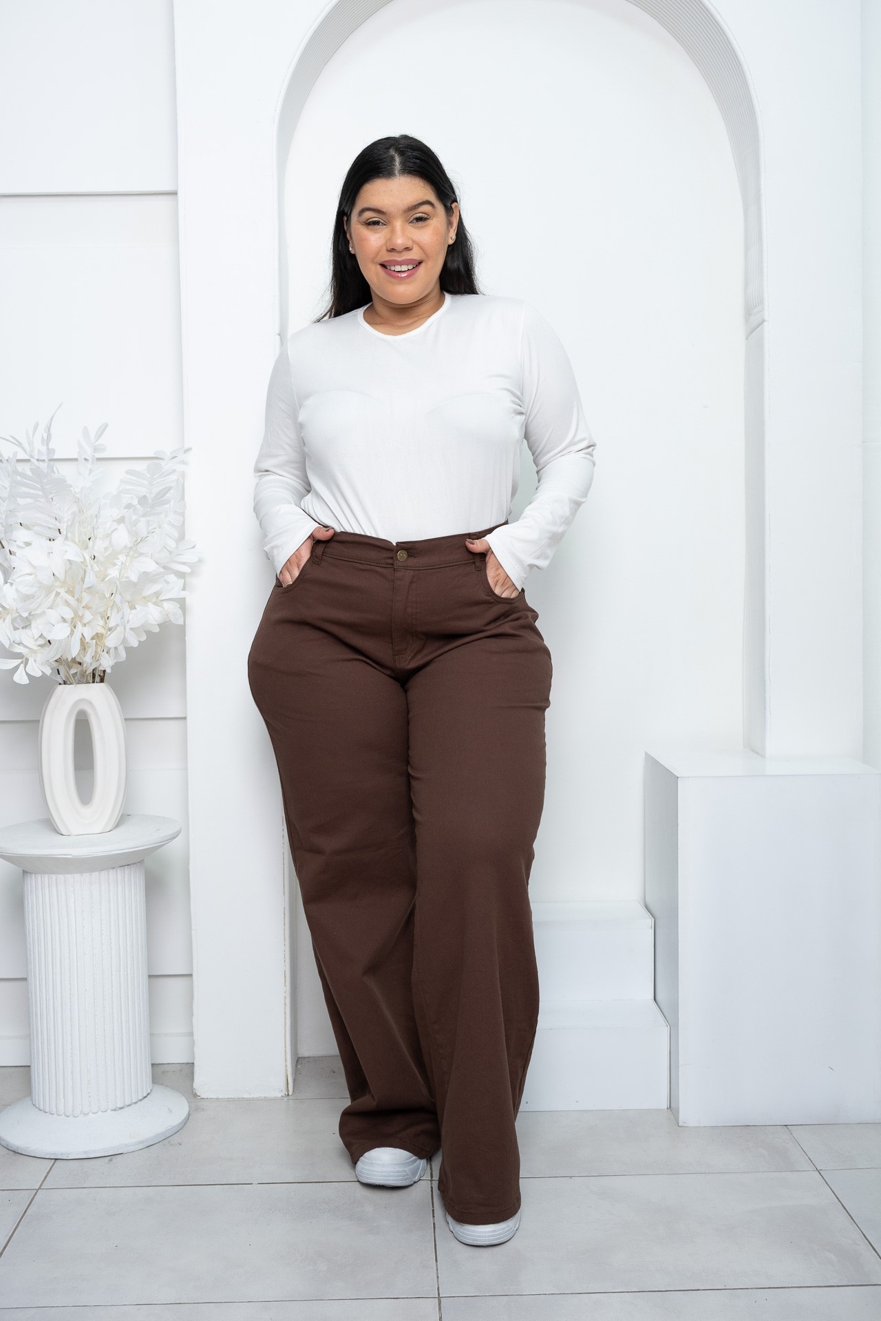'art 598' 48 al 60 Wide Leg Elastizado Chocolate "t. Especiales" - Imagen 5