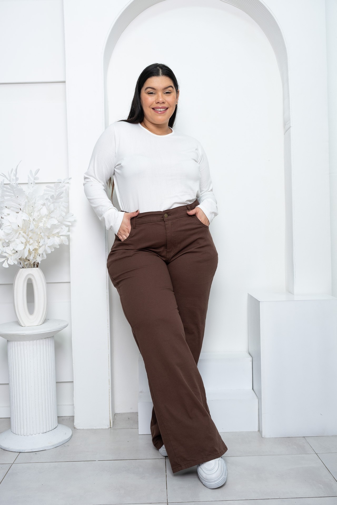'art 598' 48 al 60 Wide Leg Elastizado Chocolate "t. Especiales" - Imagen 6