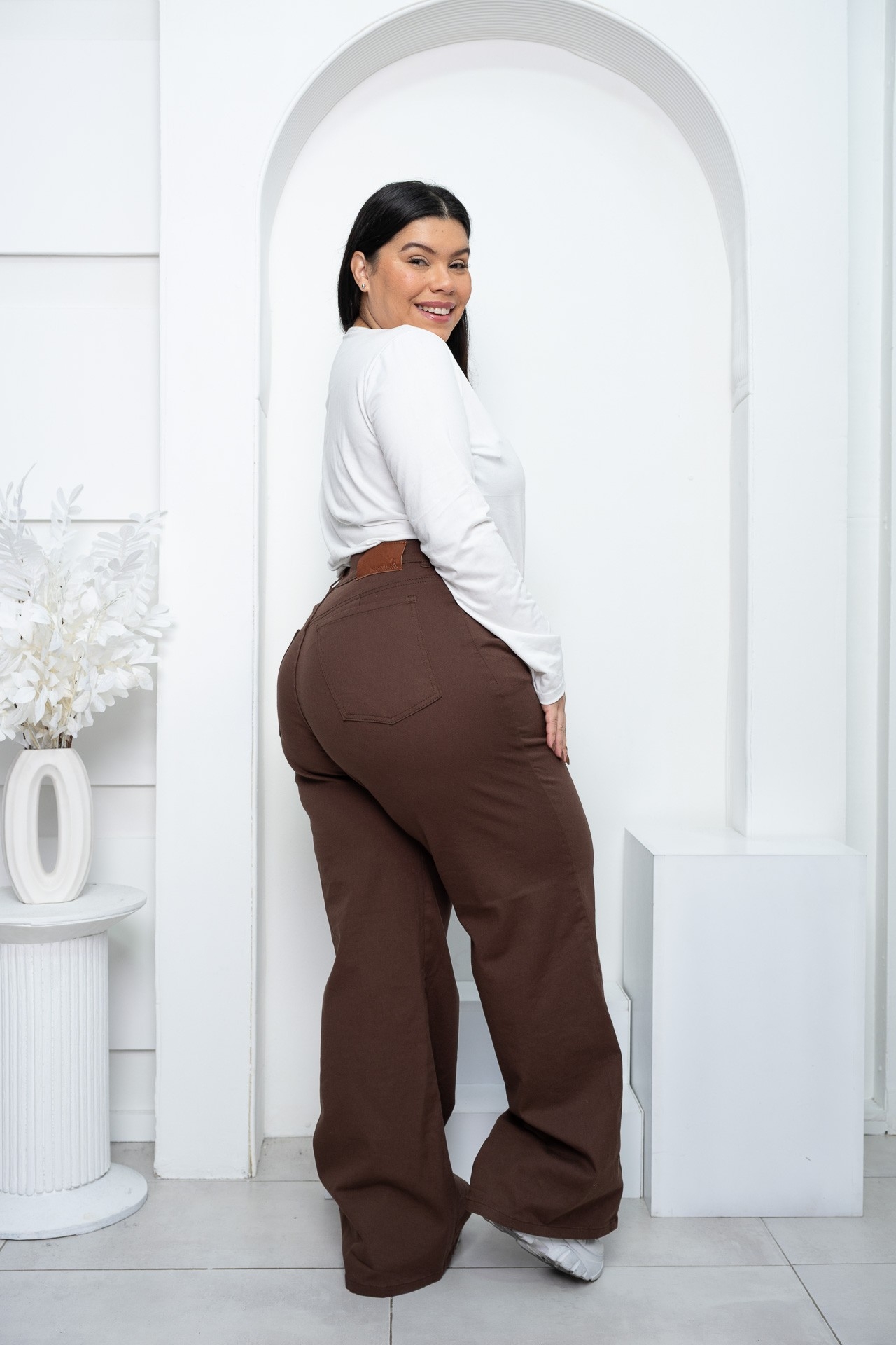 'art 598' 48 al 60 Wide Leg Elastizado Chocolate "t. Especiales" - Imagen 7