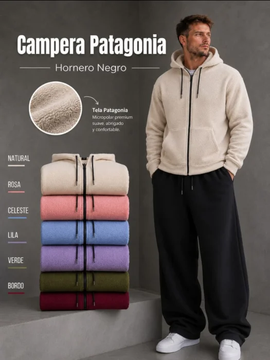 Campera Térmica Patagonia con Capucha y Bolsillos