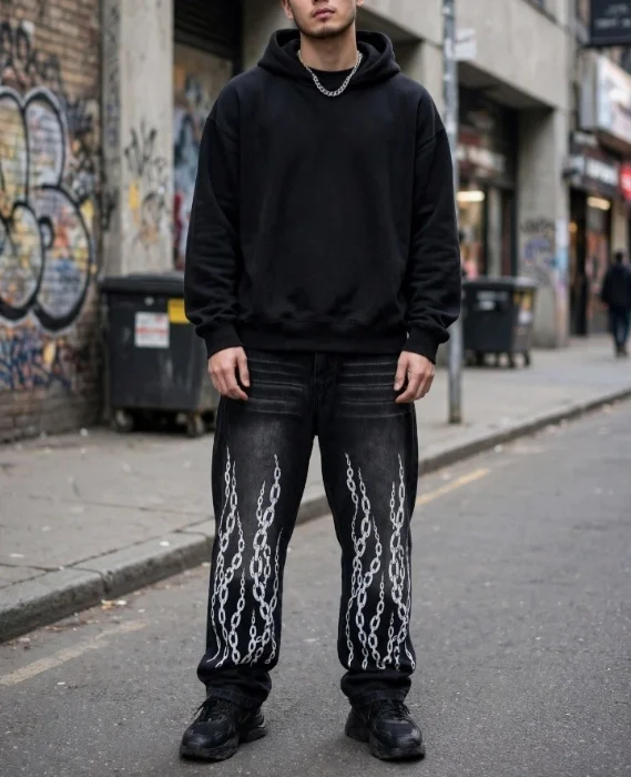 Jean Baggy Estampado Cadena