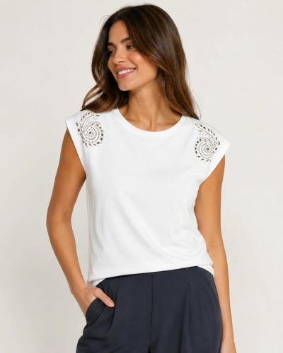 Remera con Strass Caracol