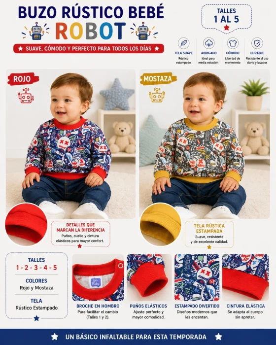 Buzo Rustico de Bebe Varón