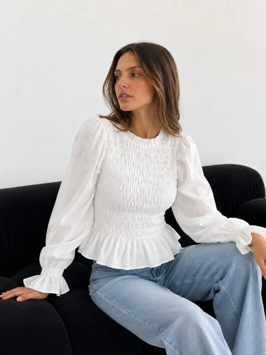 Blusa Frunce Cuello Cerrado