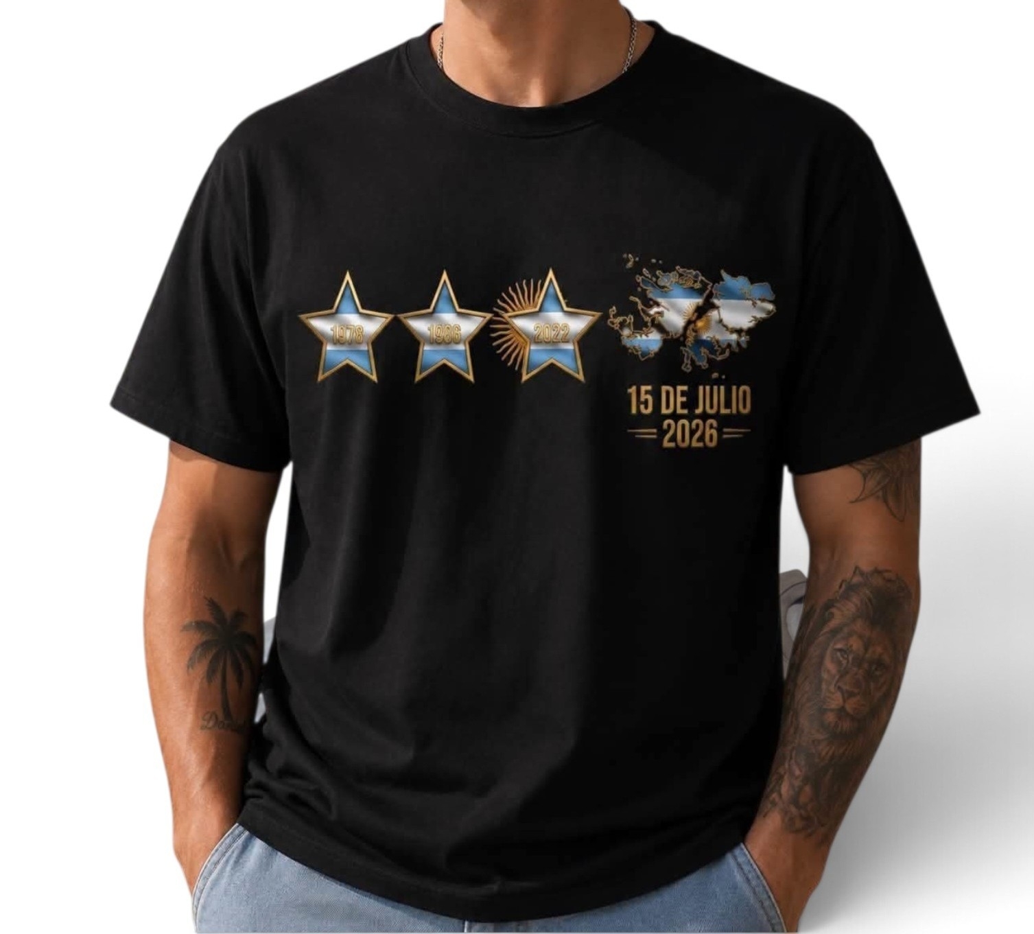 Remera 3 Estrellas Algodon Premiun - Imagen 2