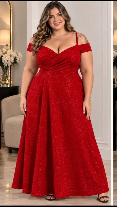 Vestido Manga Caída con Lurex (talle Curvy)