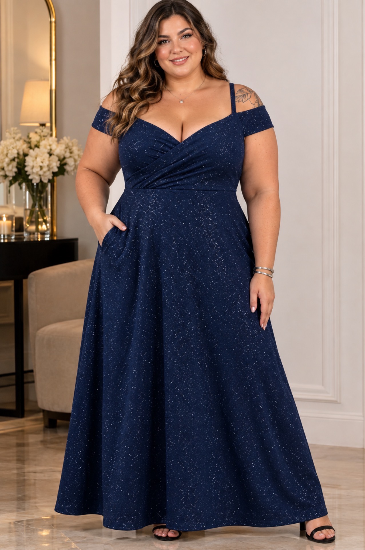 Vestido Manga Caída con Lurex (talle Curvy) - IMG_8675.jpeg