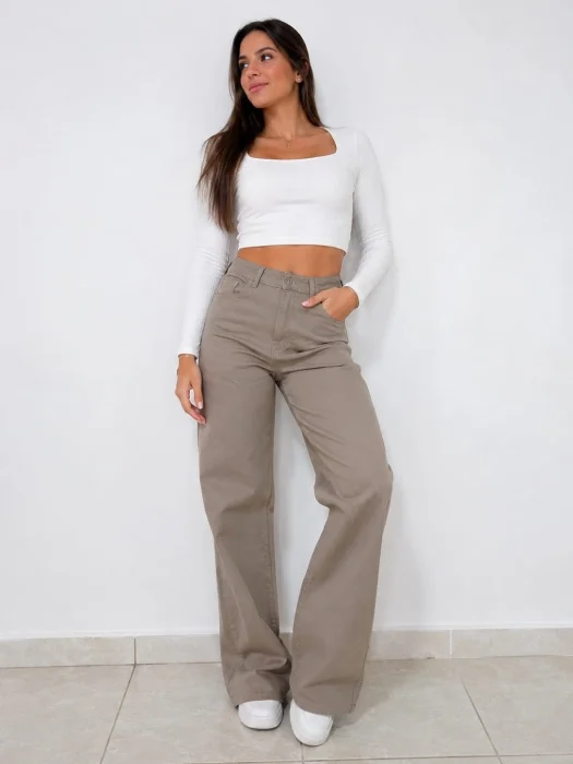 Pantalon Wide Leg Elastisado Excelente Calidad