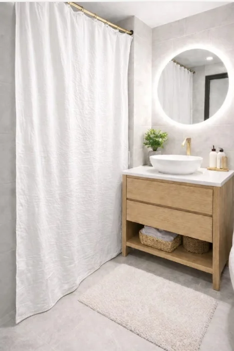 Cortinas de Tusor Baño Lisa