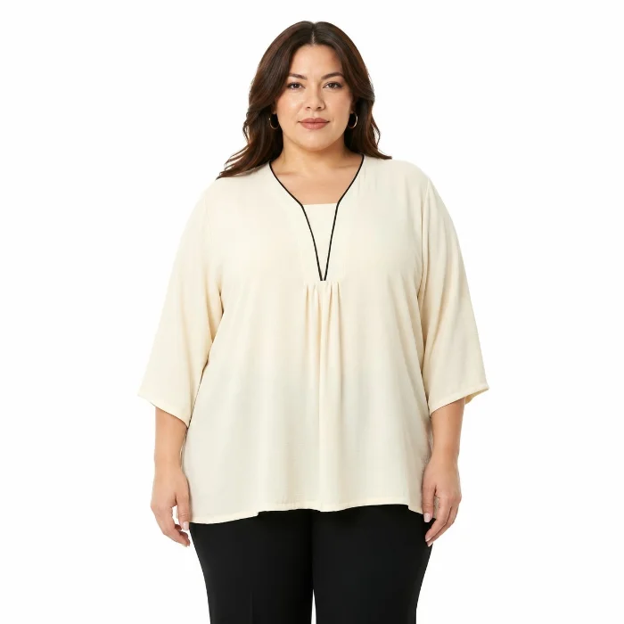 Blusa de Cey con Vivo y Recortes