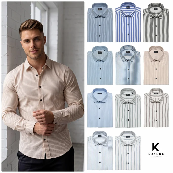 Camisa a Raya Rigido Semi Entallada