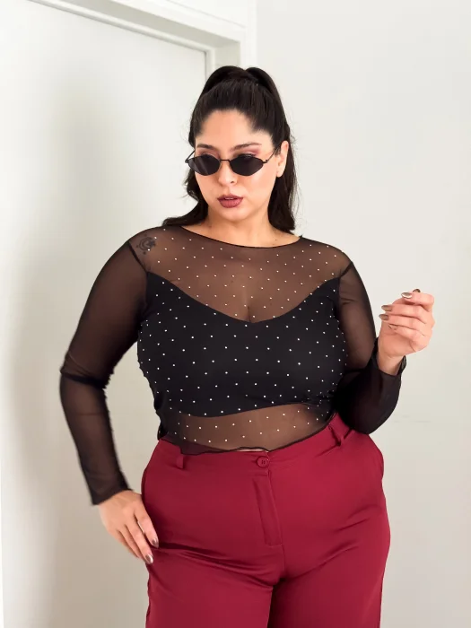 Camiseta Top Adriana Tul Strass