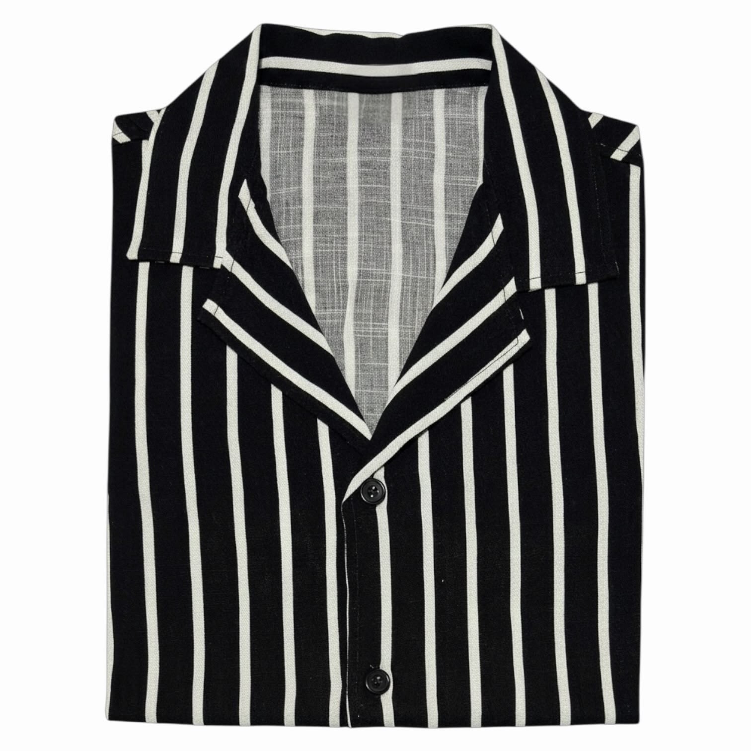 Camisa a Raya Cuello Cubano de Lino Elastizado - Imagen 4