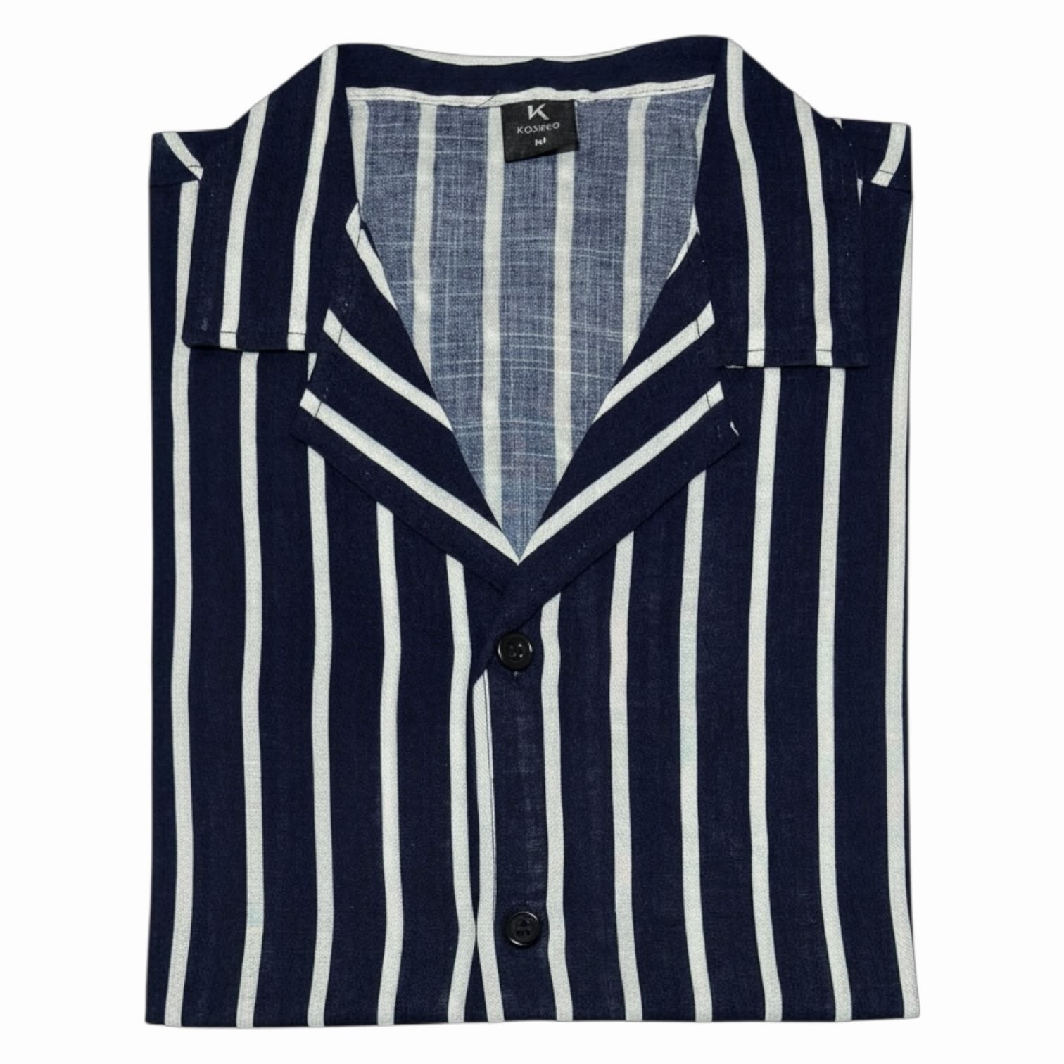 Camisa a Raya Cuello Cubano de Lino Elastizado - Imagen 5