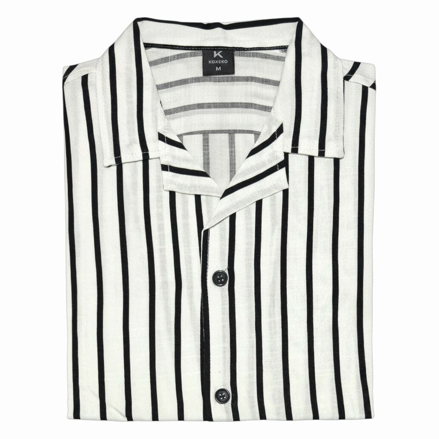 Camisa a Raya Cuello Cubano de Lino Elastizado - Imagen 7