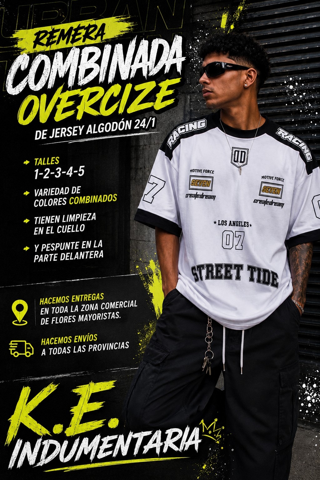 Remera Overzice Combinado de Algodón Premiun - Imagen 2
