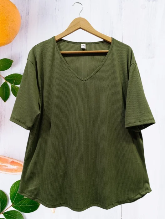 Remera Cuello V Morley Rib Talles Grandes