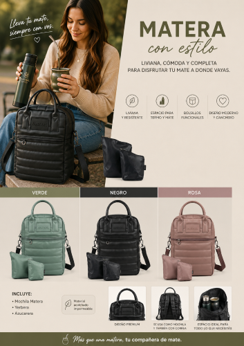 Mochila Matera + Bags para Yerba y Azucar