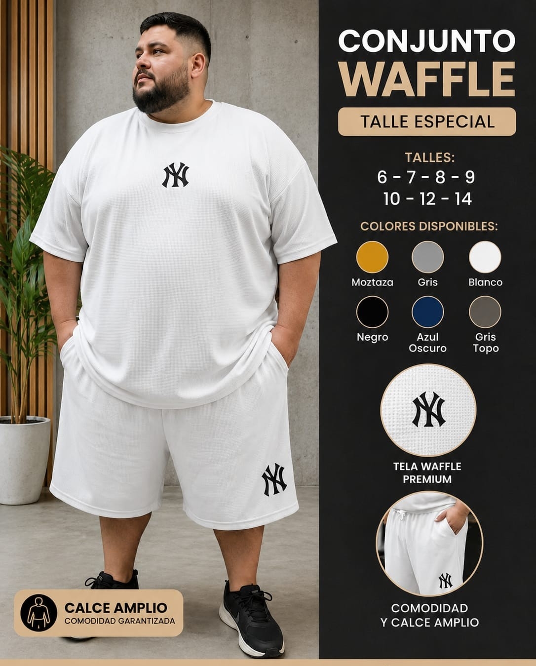 Conjunto Wafle Hombre Talles Especiales - Imagen 5