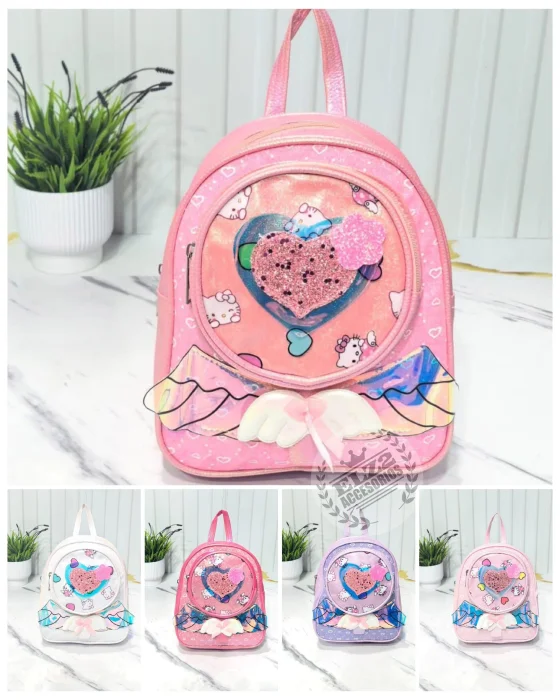 Mochilas de Nena con Detalles de Brillo y Alitas Estampado de Kitty