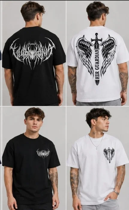 Remera Overside Hombre Doble Estampa