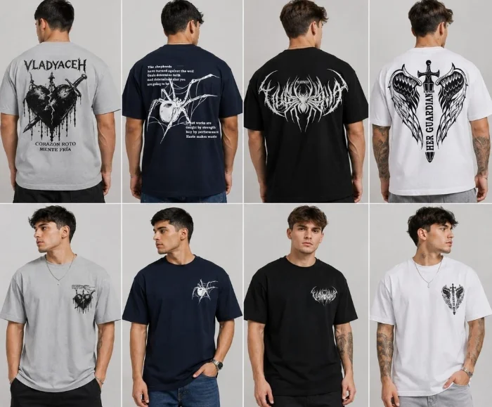 Remera Overside Hombre Doble Estampado