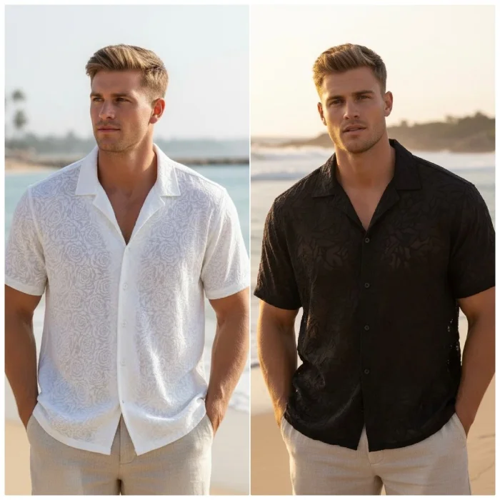 Camisa Jackard Cuello Cubano