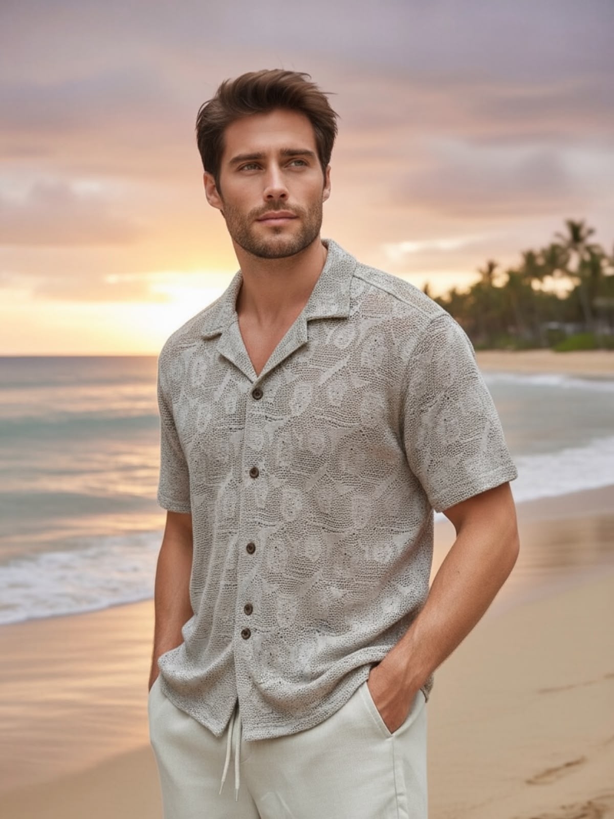 Camisa Crochet Cuello Cubano - Imagen 3