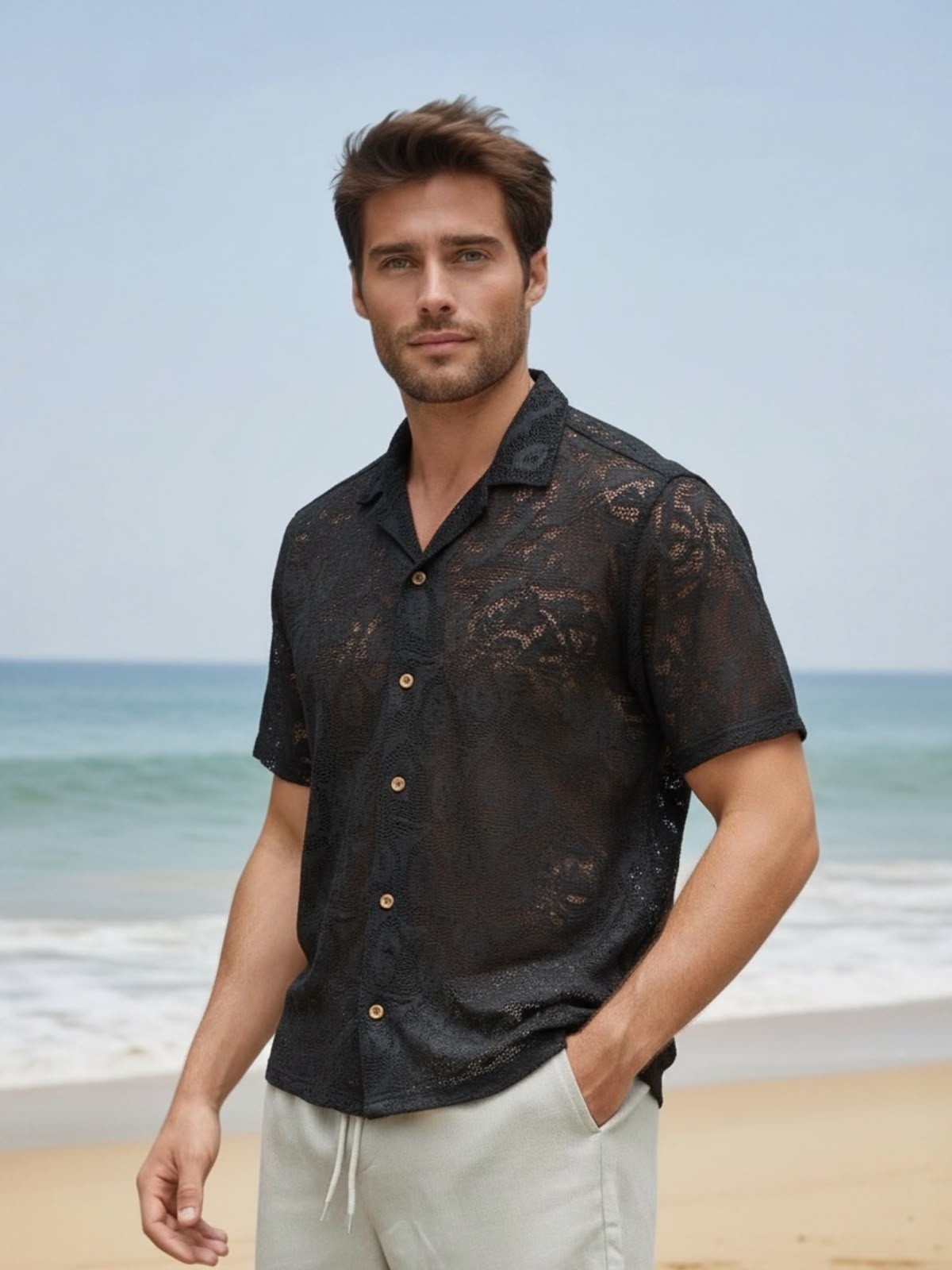 Camisa Crochet Cuello Cubano - Imagen 5